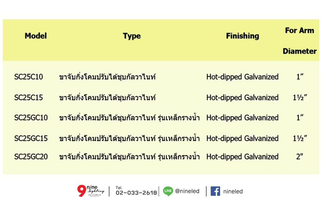 ขาจับกิ่งโคมไฟถนน ชนิดปรับได้ - เสาไฟถนน Led ราคาถูก